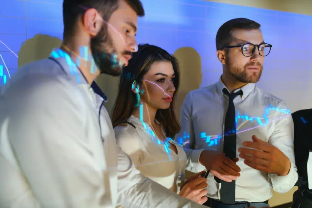 Business team in a meeting reviewing agentic AI governance and oversight controls